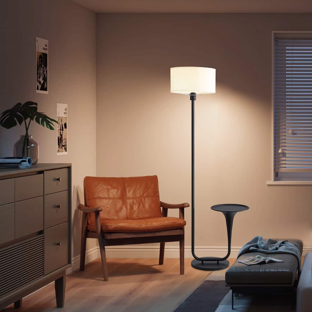 Sofucor Floor Lamp with Table,Vintage Standing Lamp with Tray Foot Switch,Bulb Included,for Living Room,Bedroom - N/A