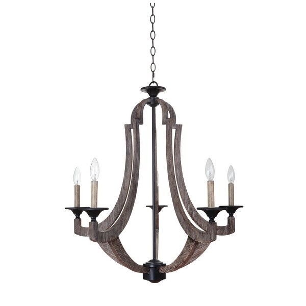 Jeremiah Lighting 35125 Winton Single Tier 5 Light Candle Style Chandelier - 29.5 Inches Wide - weathered pine