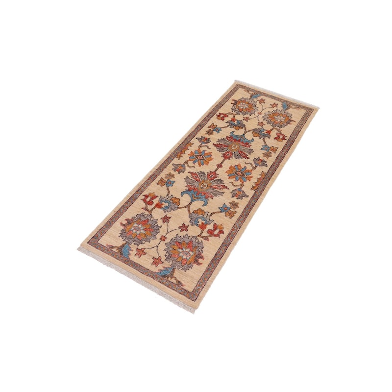 Oriental Ziegler Janiyah Beige Red Hand-Knotted Wool Runner - 2'0'' x 5'1''