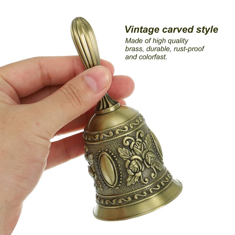 Hand Bell, 1pcs Dinner Bell Call Bell Vintage Carved Metal for Service