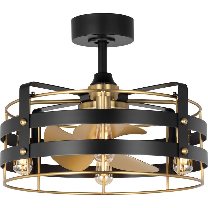 Sewell Collection 24-in. Three-Blade Matte Black Modern Ceiling Fan - 24 in x 24 in x 19.1875 in
