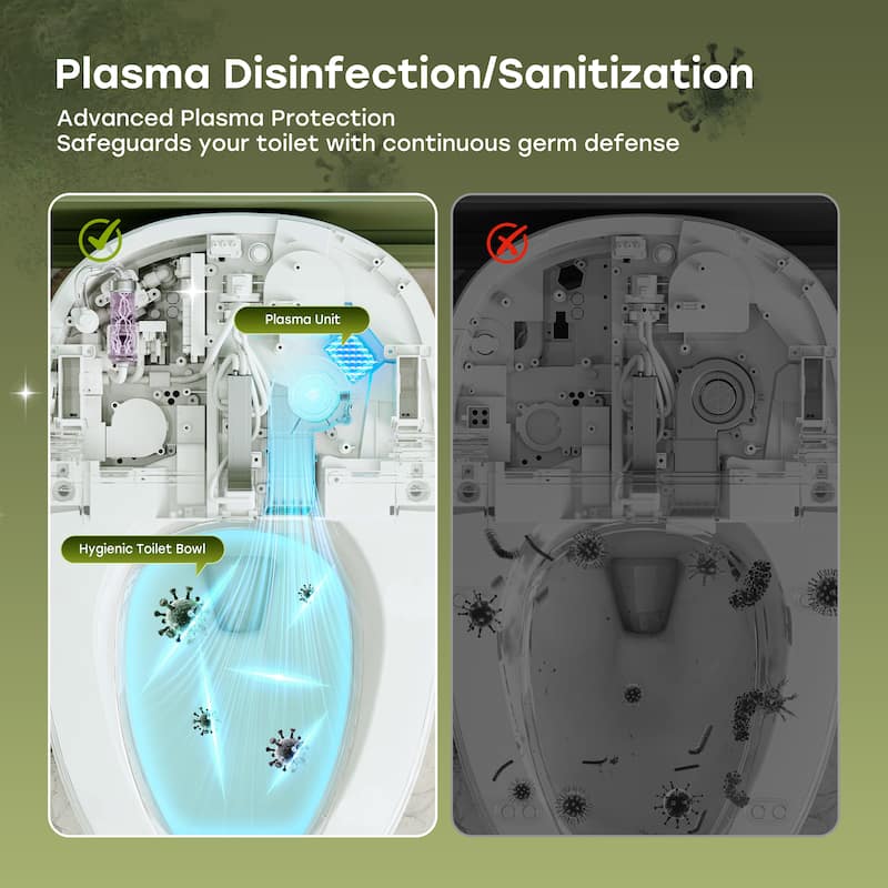 HOROW Elongated Bidet Toilet with Tank Auto Flush UVC Sterilization White - 12 inch Rough In - N/A