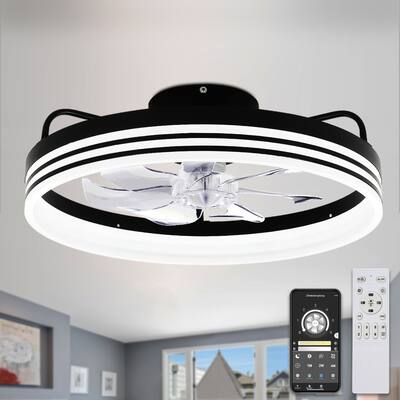 Bella Depot 20" Low Profile Dimmable Ceiling Lighting 6-Speed Flush Mount Ceiling Fan with Remote