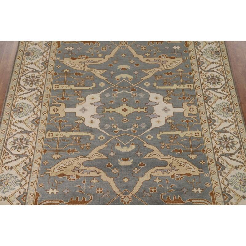 Gray Oushak Oriental Area Rug Handmade Wool Carpet - 7'11"x 9'8"