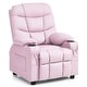 preview thumbnail 35 of 58, Costway Kids Youth Recliner Chair PU Leather w/Cup Holders & Side Pink