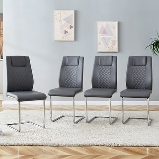 Modern Dining Chairs with Faux Leather Padded Seat Dining Living Room ...