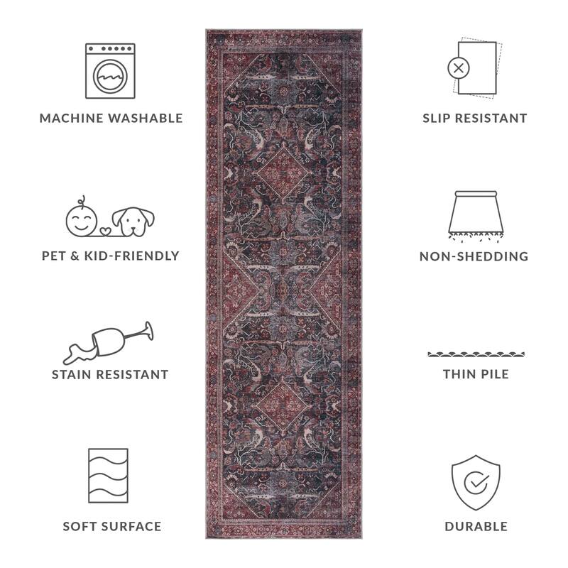 SAFAVIEH Tucson Machine Washable Slip Resistant Antja Oriental Rug