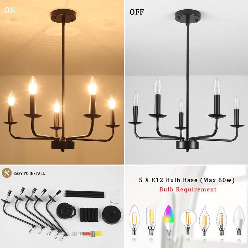 5-Light 24.04 in. Classic Chandelier for Kitchen Living Room