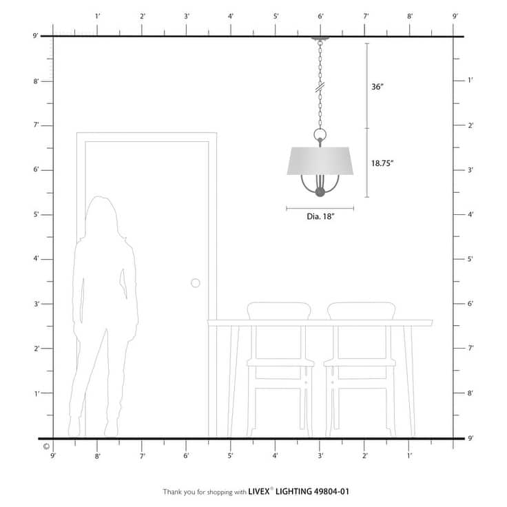 Livex Lighting 4 Light Pendant Chandelier, 49444-01 - 18"W x 18.75"H