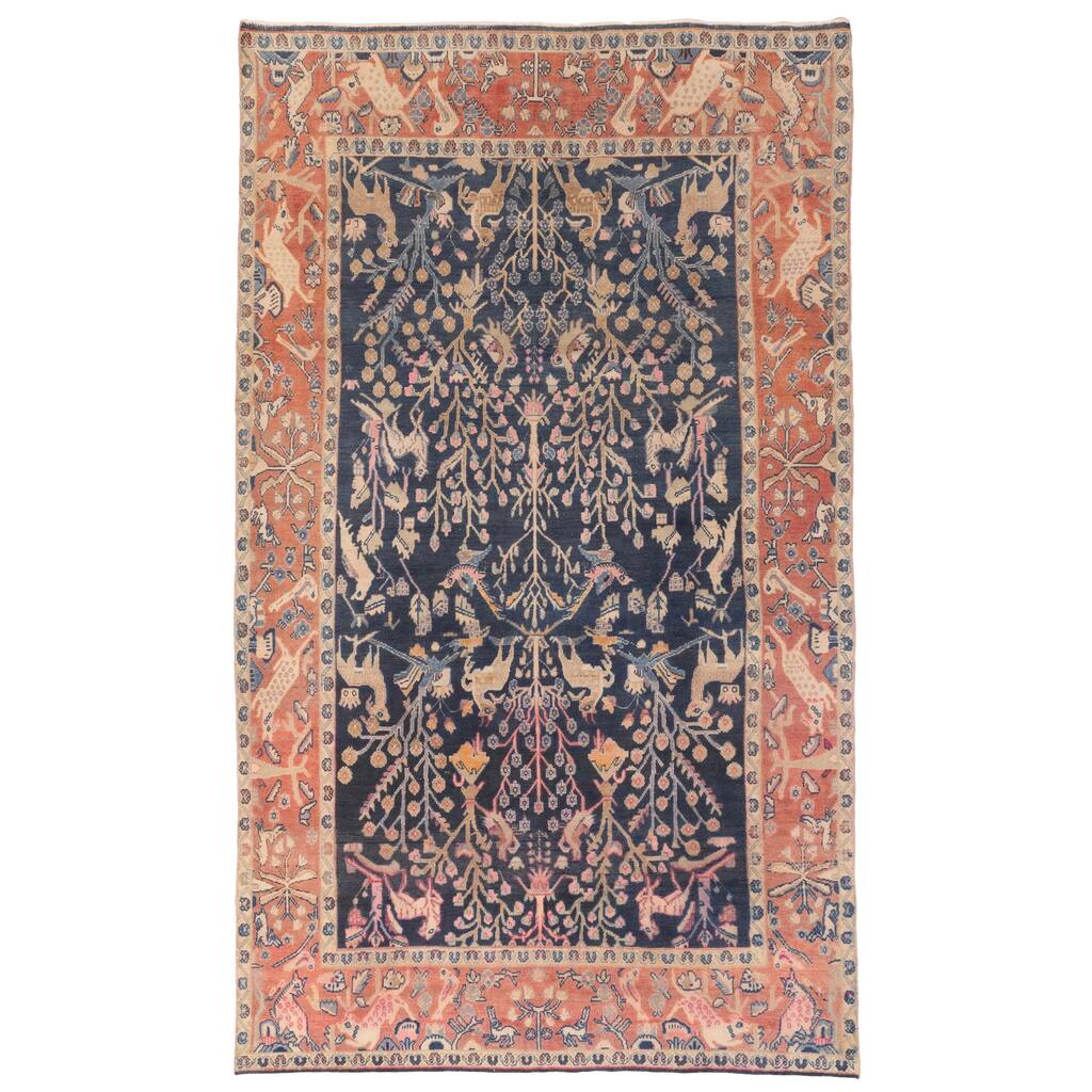 ECARPETGALLERY Hand-knotted Antalya Vintage Navy Wool Rug - 5'11 x 10'3