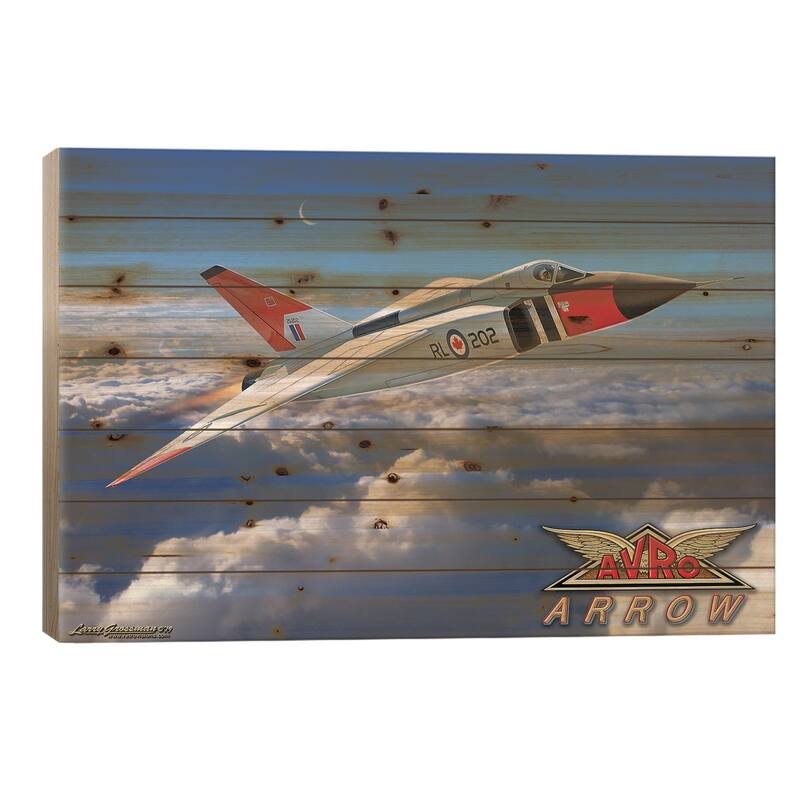 Avro Arrow Print On Wood by Larry Grossman - Multi-Color - 18x26x1.5