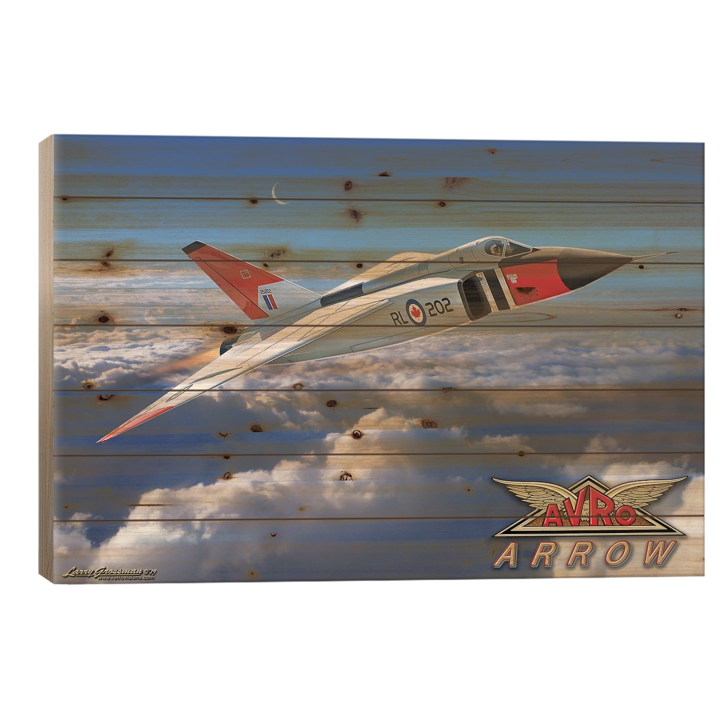 Avro Arrow Print On Wood by Larry Grossman - Multi-Color