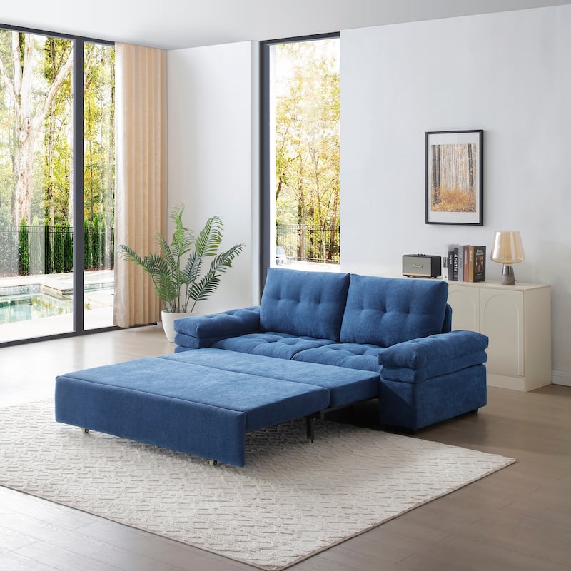 3 in 1 Recliner Sofa Pull Out Sleeper Sofa Bed Linen Loveseat Armchair
