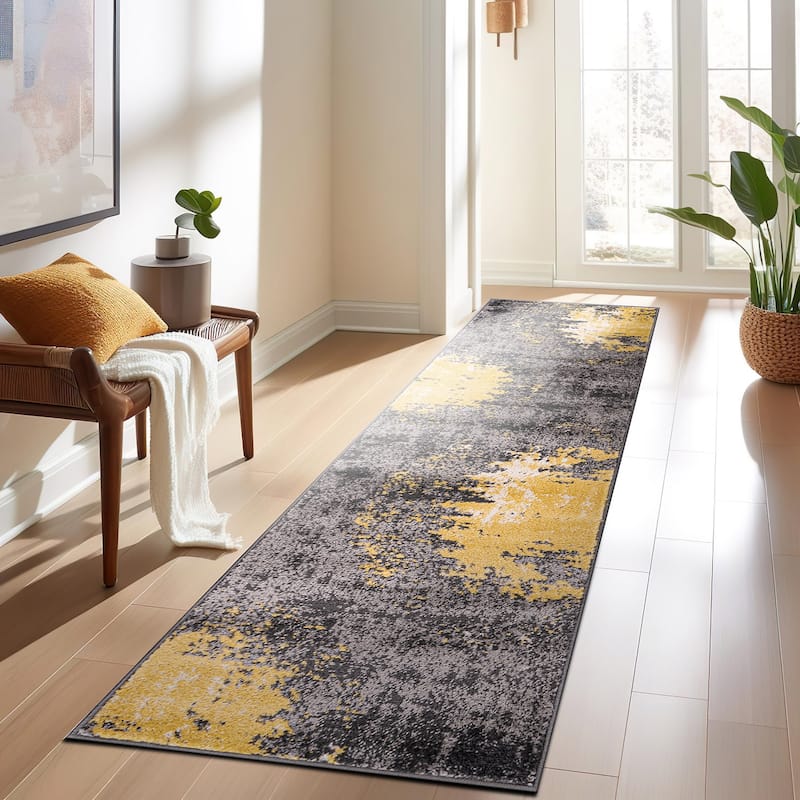 World Rug Gallery Contemporary Abstract Splash Blue Area Rug