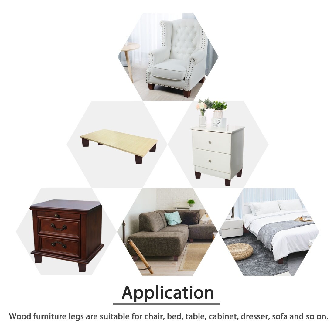 Solid Wood Furniture Legs 4 inch Tapered Sofa Legs for Couch Dresser Cabinet Bed