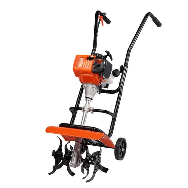 62cc Gas Powered Tiller Cultivator - Self-Propelled Garden Tiller With 4 Steel Tines & Adjustable Handle | Heavy Duty Soil & Clay