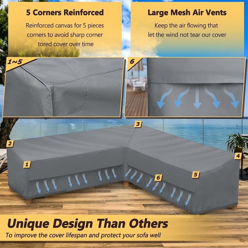 Patio Sectional Sofa Cover Waterproof Heavy Duty Rip Resistant