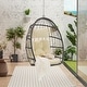 preview thumbnail 3 of 21, Outdoor Garden Rattan Egg Swing Chair Hanging Chair Khaki+Yellow
