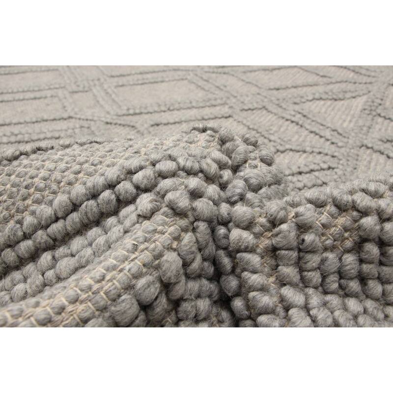 ECARPETGALLERY Braid weave Sienna Grey Wool Rug - 5'3 x 7'5