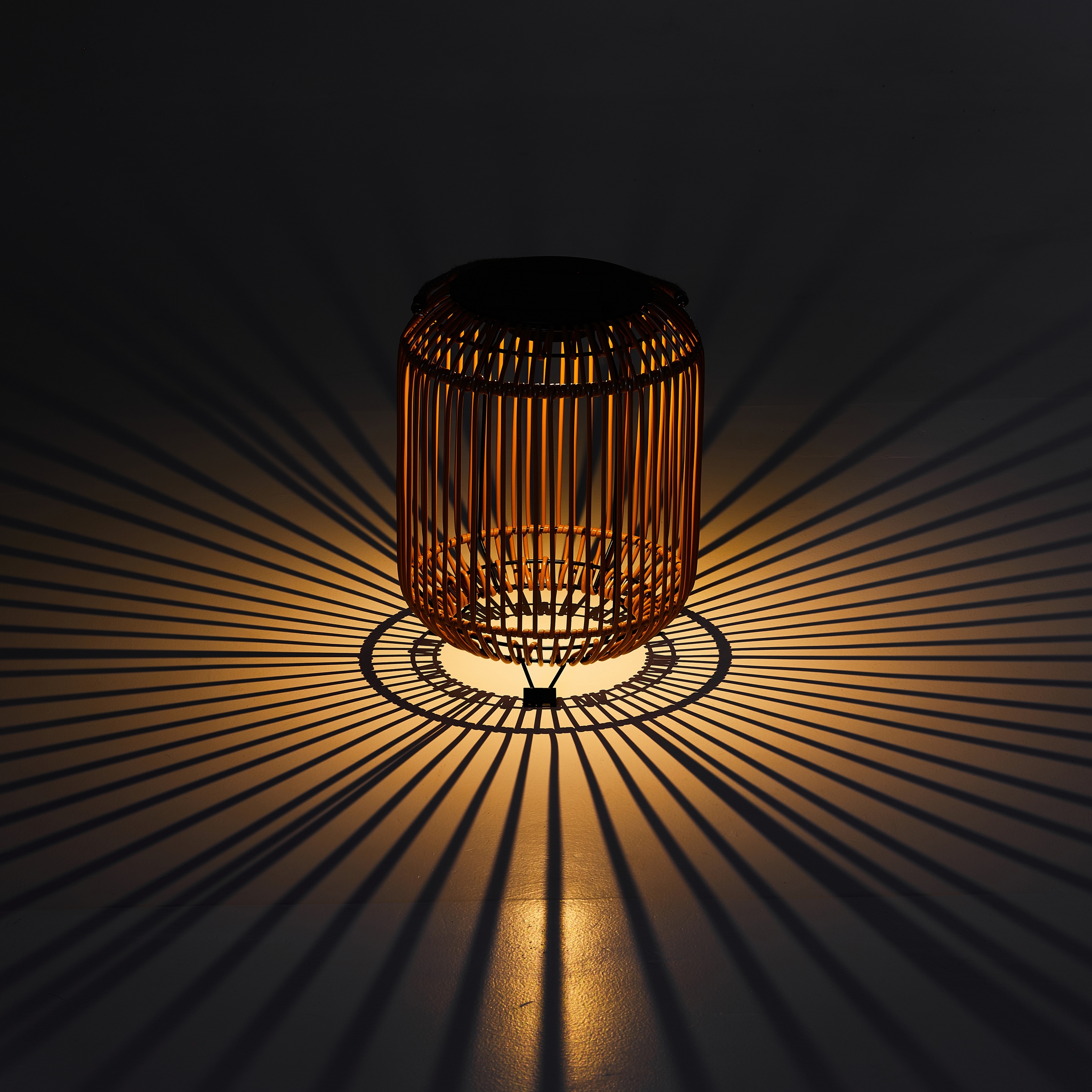 Waterproof Solar Wicker Lantern with Rattan and LED Light 11"x15"