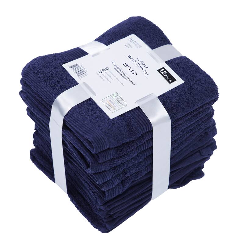 Fabstyles Premium Face Towels Washcloth Set of 12 - 14x14