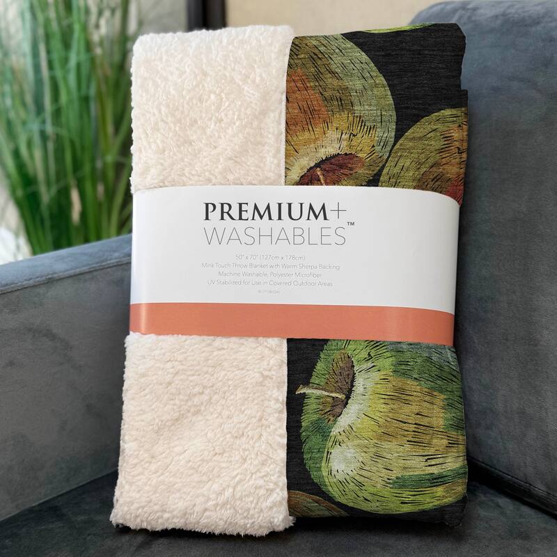 Premium Machine Washable ASB163 Apple Sherpa Throw Blanket