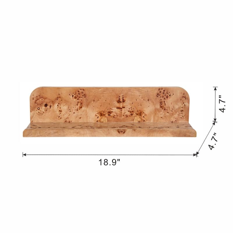 18.9x4.7x4.7" Burl Wood Floating Wall Shelf