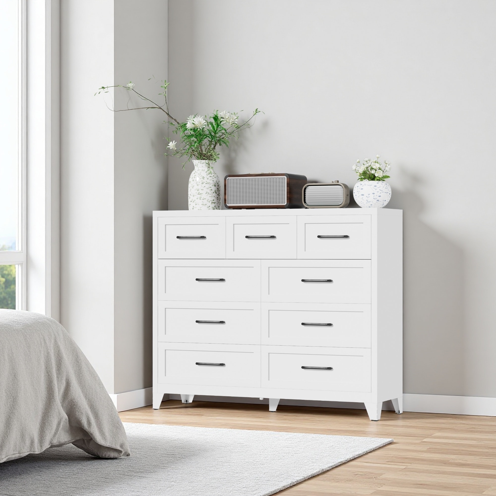 Metal 9-Drawer Tall Storage Cabinet with Smooth Drawers