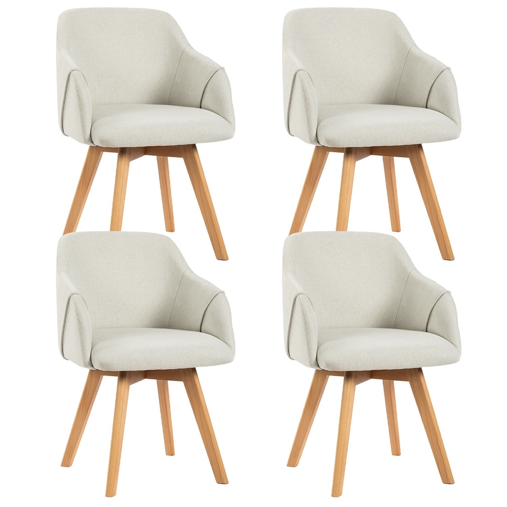 Upholstered Swivel Dining Chairs Set of 2 with Solid Wood Legs - 33.1" H x 21.5" W x 22.5" D