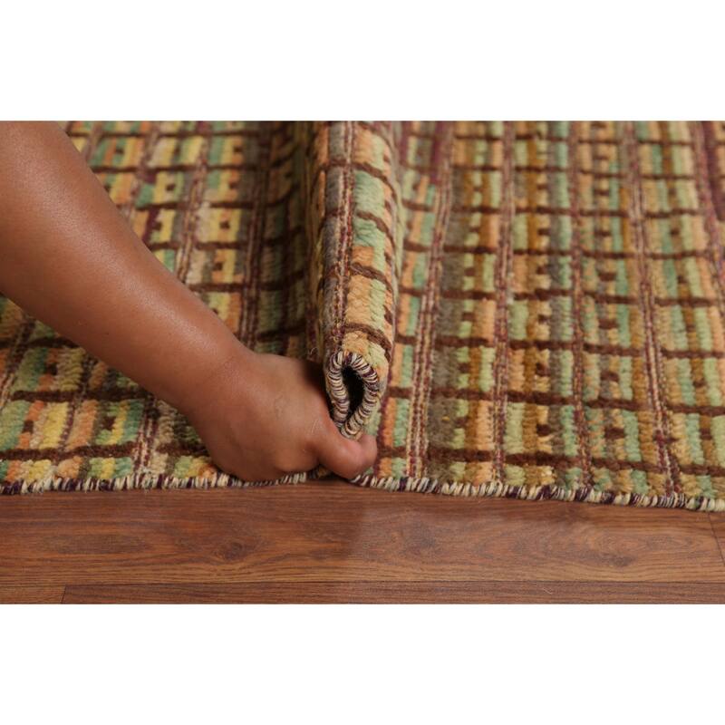 All-Over Checkered Moroccan Area Rug Hand-Knotted Wool Carpet - 8'0"x 10'3"
