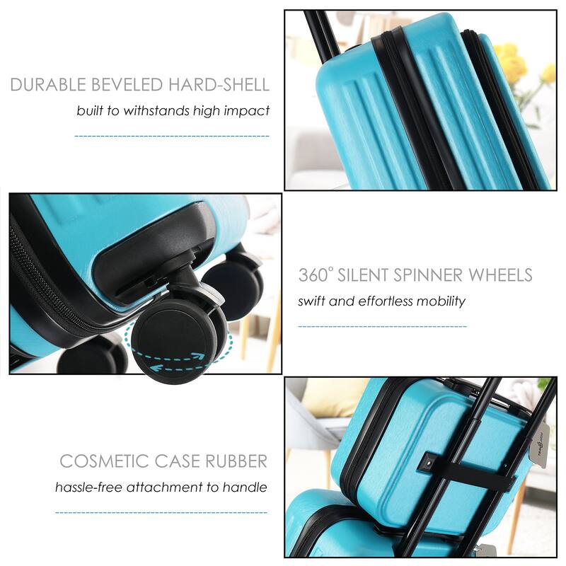 Empyrean Airline Approved Durable Carry-On Luggage 22x14x9 - Lightweight Carry On Suitcase Set with Small Cosmetic Case