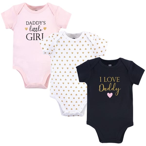 slide 1 of 1, Hudson Baby Infant Girl Cotton Bodysuits 3pk, Girl Daddy 0-3 Months - Girl Daddy