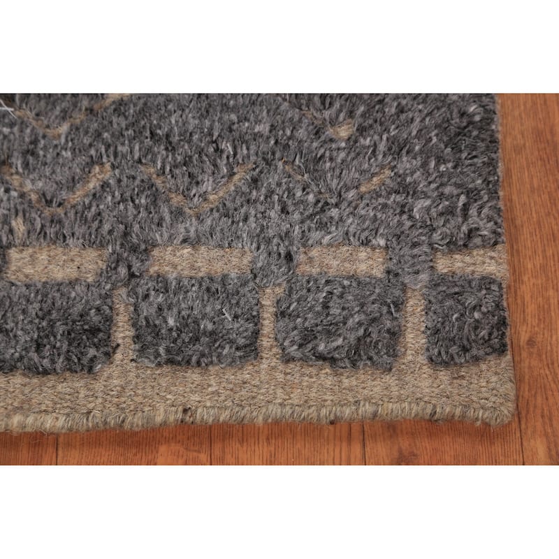 Moroccan Oriental Foyer Rug Hand-Knotted Grey Wool Carpet - 2'0"x 3'0"