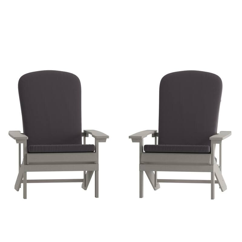 Indoor/Outdoor Adirondack Chairs with Cushions - Set of 2
