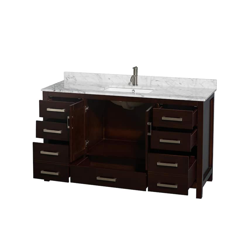 Wyndham Collection Sheffield 60" Freestanding Vanity Set with Hardwood