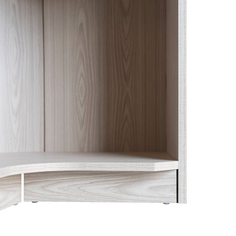 Polygonal Corner Wardrobe Armoire with Clothes Rail, Bedroom Wooden Wardrobe Storage Closets, Open Wardrobe for Bedroom
