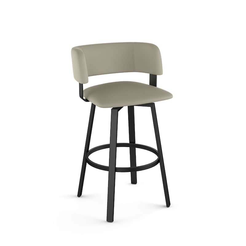 Amisco Stinson Swivel Counter Stool - Greige Faux Leather / Black Metal