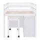 preview thumbnail 9 of 7, White Twin Solid Wood Loft Bed with Writing Desk, Side Desk, Drawers, Shelves