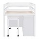 preview thumbnail 9 of 7, White Wooden Loft Bed with Retractable Writing Desk and 4 Drawers, Lateral Portable Desk and Shelves