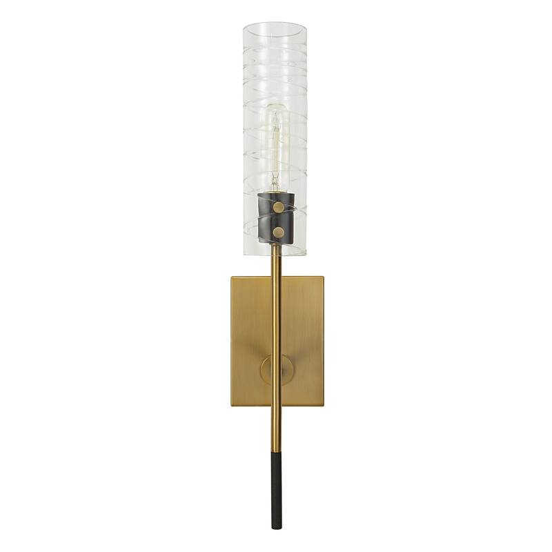 1-Light Swirled Shade Wall Sconce - 22" - Black and Antique Brass