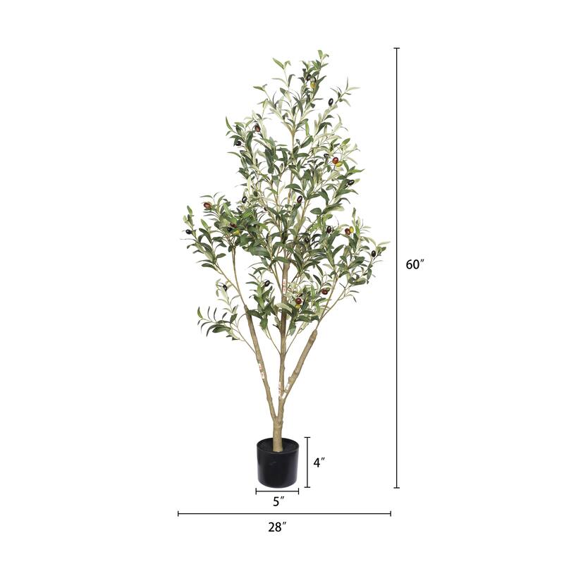 5" Artificial Olive Tree in Black Plastic Pot, 1pc/set