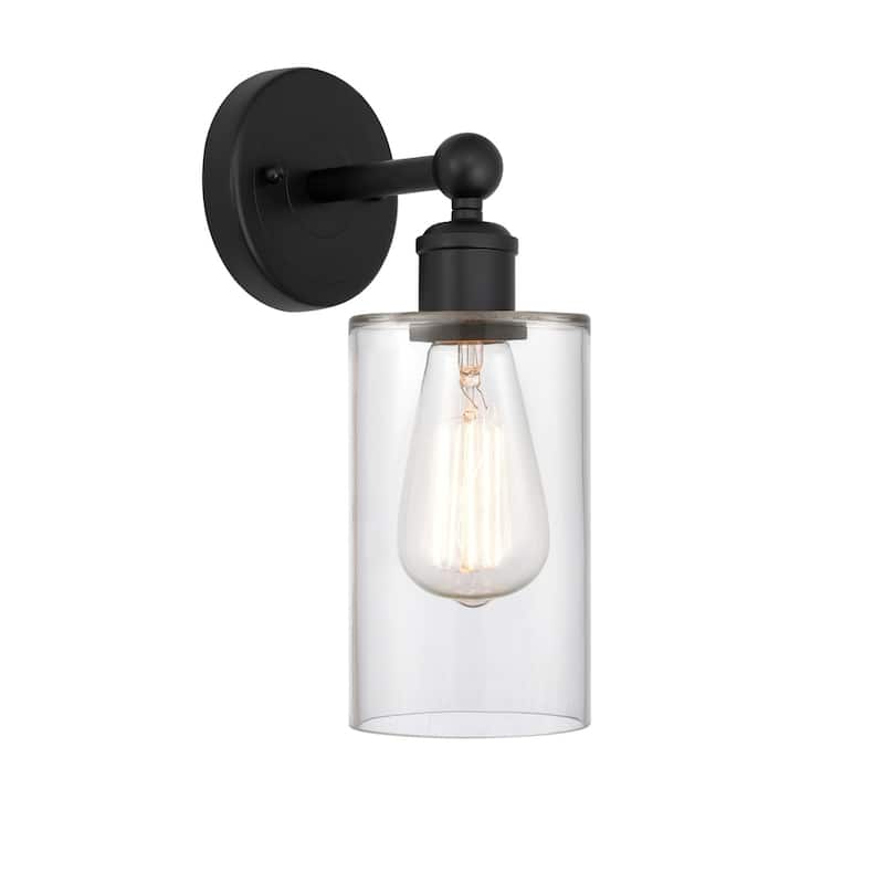 Innovations Lighting 616-1W-11-4 Clymer Sconce Clymer 11" Tall Wall - Matte Black / Clear