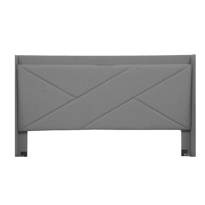Queen Wingback Bed Frame with Drawer and USB Charging