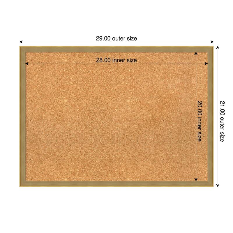 Incline Dark Gold Wood Framed Cork Board - Bulletin Board, Organization Board, Pin Board - Natural - 29 x 21 in