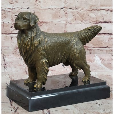 Bronze Golden Retriever Imitative Dog Statue Realistic Pet Sculpture Decor