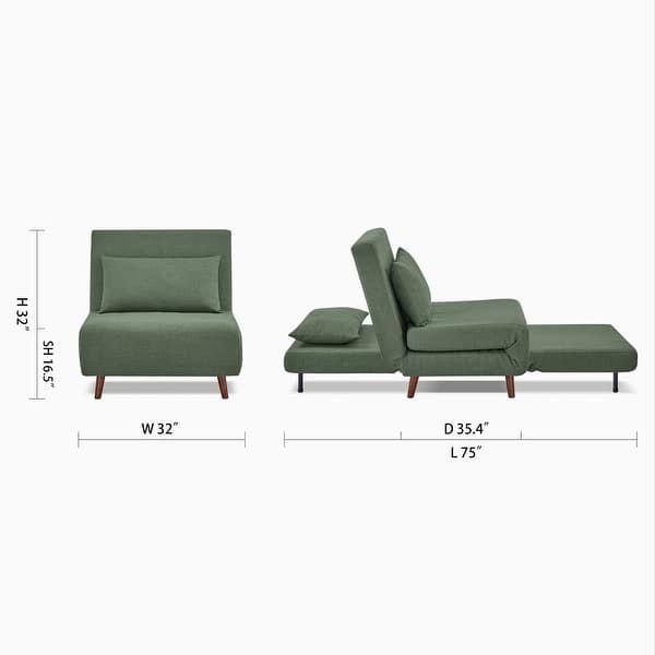 dimension image slide 5 of 9, Tustin Upholstered Convertible Lounge/ Sleeper Chair