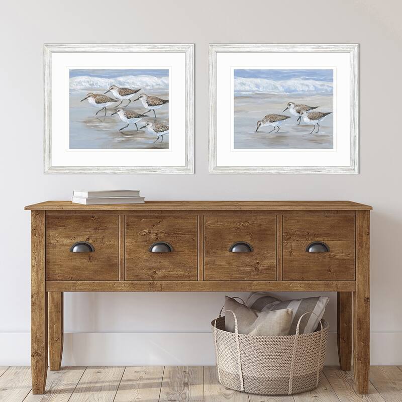 Sandpipers S/2 Framed Art Giclee Under Glass - Blue