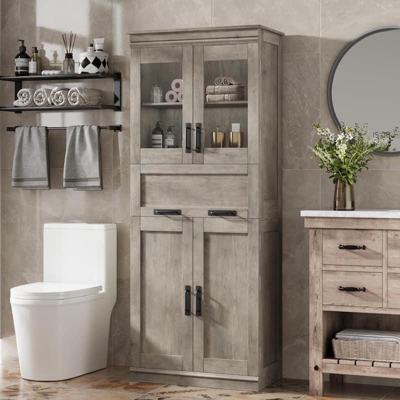 66.9" Pantry Cabinet with Drawer, Kitchen Storage Buffet Cabinet with 4 Shelves, Freestand Storage Cabinet