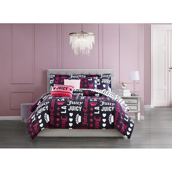 Juicy Couture Words 5-Piece Reversible Set, Twin. Opens flyout.