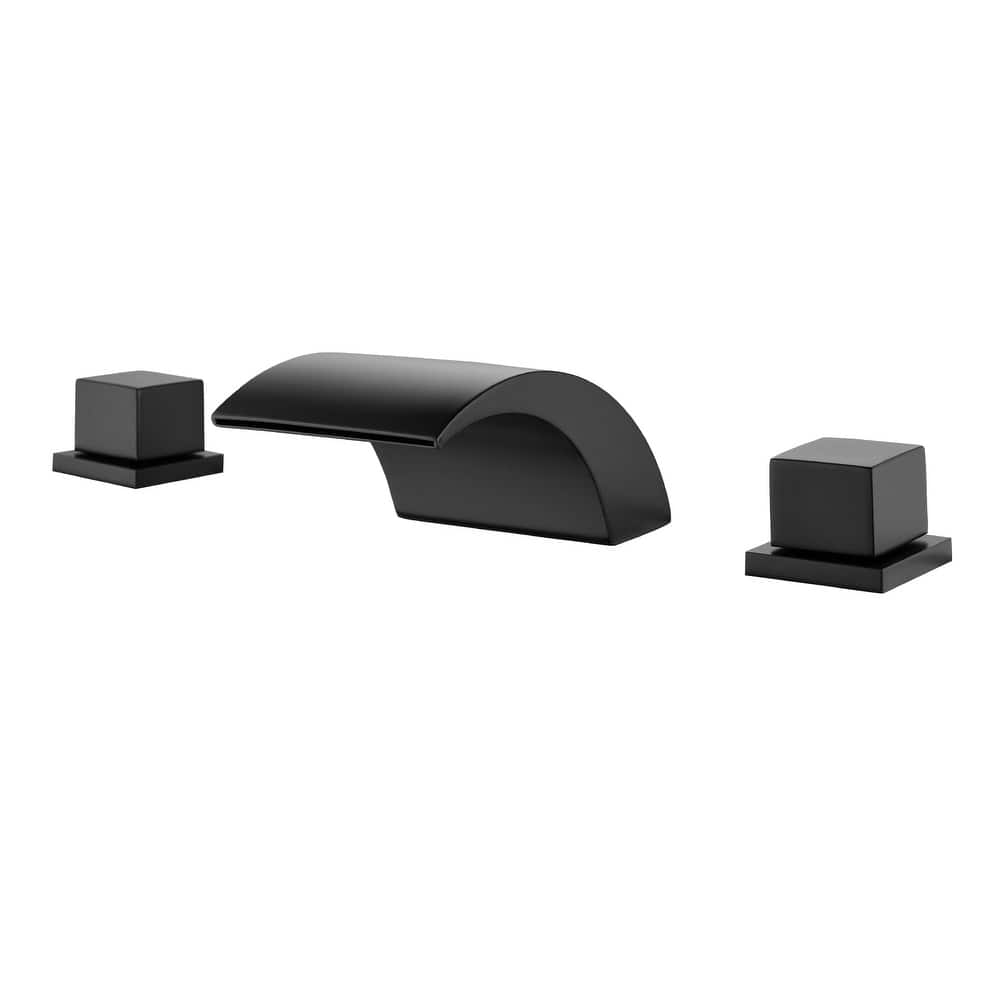 Widespread Bathroom Sink Faucet With Valve 8 Inch Waterfall Bathroom Faucets 3 Holes Modern Double Handle Basin Vanity Mixer Tap